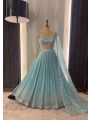 Bridal Wear Heavy Faux Georgette Real Mirror Hand Work Lehanga Choli