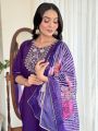 Authentic Elegant Festive Royal Purple Roman Silk Straight Suit