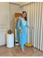 Traditional Ethnic Festive Sky Blue Rayon Straight Suit