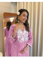 Authentic Elegant Ethnic Pastel Pink Rayon Straight Suit