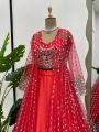 Radiant Red Semi-Stitched Lehanga Set