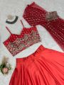 Radiant Red Semi-Stitched Lehanga Set