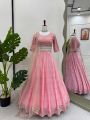 Elegant Baby Pink Fox Georgette Lehanga 