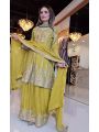 Traditional Elegant Mustard Yellow Chinnon Sharara Plazo Suit