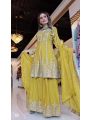Traditional Elegant Mustard Yellow Chinnon Sharara Plazo Suit