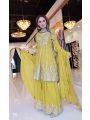 Traditional Elegant Mustard Yellow Chinnon Sharara Plazo Suit