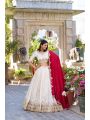 Elegant Ivory and Maroon Vichitra Silk Lehanga
