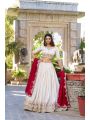 Elegant Ivory and Maroon Vichitra Silk Lehanga