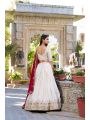Elegant Ivory and Maroon Vichitra Silk Lehanga