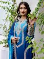 Authentic Ethnic Elegant Royal Blue & Sky Blue Straight Suit