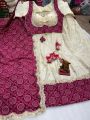Ivory and Wine Chinnon Silk Lehanga