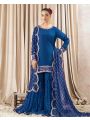 Ethnic Festive Elegant Royal Blue Georgette Sharara Suit