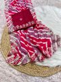 Chinon Silk Digital Print Saree with C-Pallu Thread Work and Cut Work Border