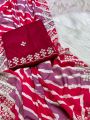 Chinon Silk Digital Print Saree with C-Pallu Thread Work and Cut Work Border