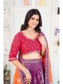Regal Purple and Pink Embroidered Jalpari Silk Lehanga Set