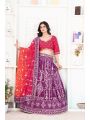 Regal Purple and Pink Embroidered Jalpari Silk Lehanga Set