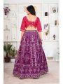 Regal Purple and Pink Embroidered Jalpari Silk Lehanga Set