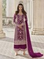 Authentic Traditional Festive Wine Georgette Straight Suit  