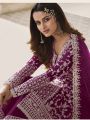 Authentic Traditional Festive Wine Georgette Straight Suit  
