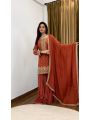 Elegant Ethnic Festive Rust Shimmer Silk Sharara Suit