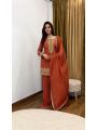 Elegant Ethnic Festive Rust Shimmer Silk Sharara Suit