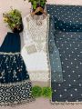 Authentic Traditional Festive Ivory & Deep Teal Sharara Suit