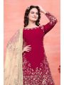 Authentic Elegant Ethnic Maroon Gold Georgette Sharara Plazo Suit