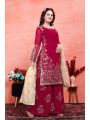 Authentic Elegant Ethnic Maroon Gold Georgette Sharara Plazo Suit