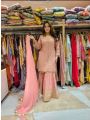 Authentic Traditional Festive Peach Pink Embroidered Sharara Plazo Suit