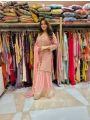 Authentic Traditional Festive Peach Pink Embroidered Sharara Plazo Suit