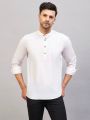 Premium Cotton Solid Short Kurta with Cuffed Sleeves 