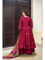 Elegant Ethnic Traditional Maroon Roman Silk Anarkali Suit