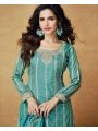 Authentic Traditional Ethnic Sky Blue Chinnon Silk Sharara Suit