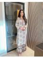 Authentic Ethnic Elegant Ivory Georgette  Printed Crepe Plazo Suit