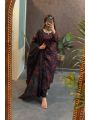 Authentic Elegant Festive Black Roman Silk Straight Suit