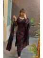 Authentic Elegant Festive Black Roman Silk Straight Suit