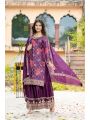 Elegant Ethnic Festive Wine Chinnon Silk Plazo Suit