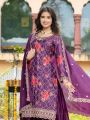 Elegant Ethnic Festive Wine Chinnon Silk Plazo Suit
