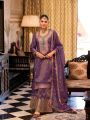Traditional Festive Ethnic Royal Purple Shimmer Embroidered Plazo Suit