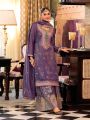 Traditional Festive Ethnic Royal Purple Shimmer Embroidered Plazo Suit
