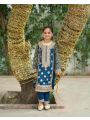 Authentic Ethnic Traditional Peacock Blue Kids Straight Suit