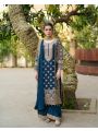 Authentic Elegant Ethnic Peacock Blue Plazo Suit