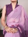 Elegant Weightless Marble Saree with Floral Print & Lace Detailing