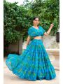 Floral Bloom Chiffon Lehanga Set with Pearl Touch