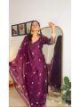 Ethnic Elegant Festive Wine Chanderi Silk Straight Suit