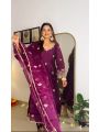 Ethnic Elegant Festive Wine Chanderi Silk Straight Suit