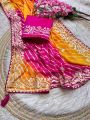 Sunset Leheriya Chinon Silk Saree