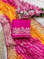 Sunset Leheriya Chinon Silk Saree