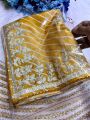 Authentic Ethnic Festive Mustard Yellow Chinnon Silk Lehariya Saree