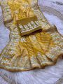 Authentic Ethnic Festive Mustard Yellow Chinnon Silk Lehariya Saree